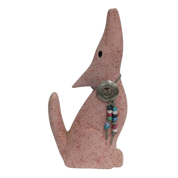 Vintage Other - Vintage 1980s Ceramic Southwest Howling Pink Wolf Sculpture Figurine Art Decor